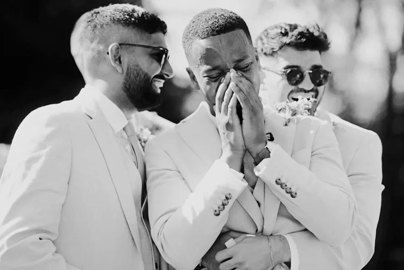 Candid emotional moment at a wedding